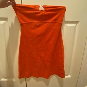 Orange terry cloth mini dress